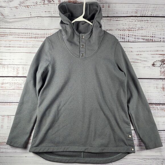 The North Face Tops - The North Face Knit Stitch Hoodie Womens Large Gray Pullover Snap Funnel Neck